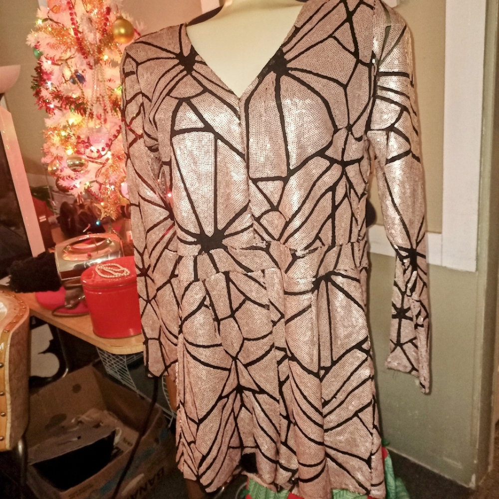 Sequin Charlotte Russse L Sleeve Romper XL